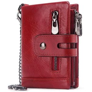 RFID anti-diefstal swipe portemonnee tri-fold multi-card slot gek paard lederen mannen lederen portemonnee (rood)