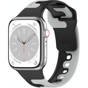 Voor Apple Watch SE 2023 44 mm dubbele kleur siliconen horlogeband (zwart + grijs)