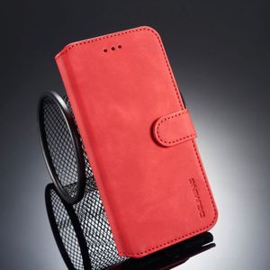 DG.MING Retro Oil Side Horizontal Flip Case for iPhone 8 Plus & 7 Plus  with Holder & Card Slots & Wallet (Red)