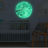 30 cm lichtgevende maan muursticker fluorescerende muurschildering (swing onder de boom)