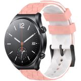 For Xiaomi MI Watch S1 22mm Football Pattern Two-Color Silicone Watch Band(Pink+White)
