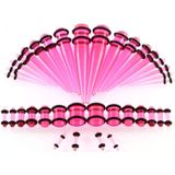 36PCS Unisex Acrylic Ear Expansion Ear Extender 14G-00G Accessories Set(Transparent Pink)