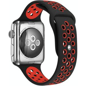 For Apple Watch Series 6 & SE & 5 & 4 44mm / 3 & 2 & 1 42mm Fashionable Classical Silicone Sport Watchband (Black Red)