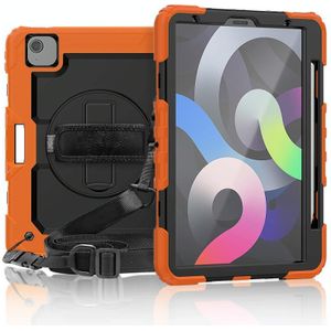 Shockproof Colorful Silicone + PC Protective Case with Holder & Shoulder Strap & Hand Strap & Pen Slot For iPad Air (2020) 10.9 (Orange)