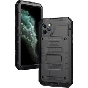 For iPhone 11 Pro Max Dustproof Shockproof Waterproof Silicone + Metal Protective Case(Black)