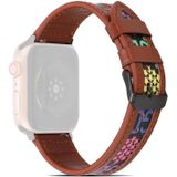 Echt leer + GD breien horlogeband voor Apple Watch Series 7 41mm / 6 & SE & 5 & 4 40mm / 3 & 2 & 1 38mm