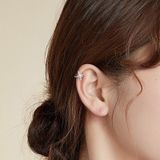 S925 Sterling Silver Simple Style Twinkling Stars Zircon Ear Clip Women Earrings(Silver)
