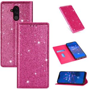 For Huawei Mate 20 Lite Ultrathin Glitter Magnetic Horizontal Flip Leather Case with Holder & Card Slots(Rose Red)