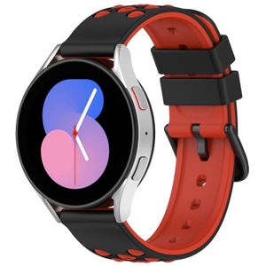 Voor Samsung Galaxy Watch5 44 mm 20 mm tweekleurige poreuze siliconen horlogeband (zwart + rood)