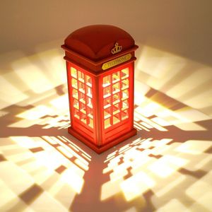 Retro Telephone Booth Shape Warm Light LED Lamp  Rechargeable Touch Control Bedroom Bedside Table Lamp