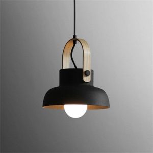 Wood Grain Creative Simple Personality Restaurant Chandelier Single Head Study Bedroom Macaron Bar Small Lamp without Light Source  Size:L(Black)