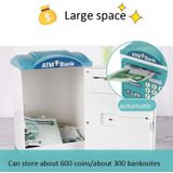 Simulation Password Fingerprint Sensor Unlocking Money Box Automatic Roll Money Safe ATM Piggy Bank(Blue)