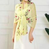 Autumn and Winter National Style Wild Peach Blossom Embroidery Pattern Long Lace Scarf Silk Scarf  Size:172 x 70cm(Ginger Yellow)