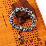 8mm zes karakter mantra hart sutra Thaise zilveren kraal paar armband