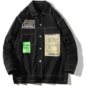 Leisure Art Port Wind Long Sleeve Shirt Jacket for Men (Color:Black Size:XXL)