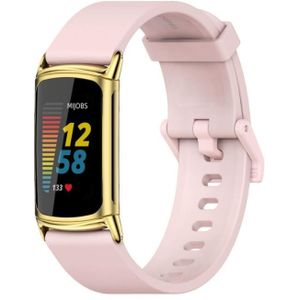Voor Fitbit Charge 5 Mijobs Soft Silicone Watch Band (Pink+Gold)