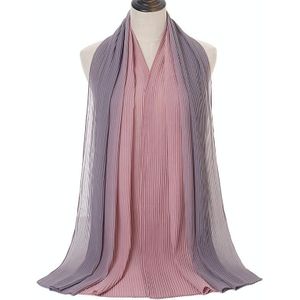 Color-Blocking Crumpled Long Print Gradient Color All Seasons Universal Sunscreen Scarf  Size: 180 x 70cm(1 Pink Purple)