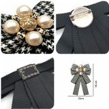 Vrouwen Houndstooth patroon Double-Layer Bow-Knot Bow tie kleding accessoires  stijl: stropdas riemen versie (zwart)