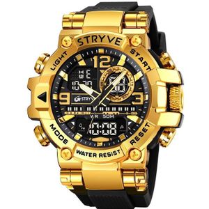STRYVE S8025 sportnachtlampje elektronisch waterdicht horloge multifunctioneel studentenhorloge (zwart goud)