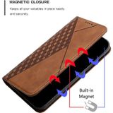 Diamantpatroon splitsende huid voelt magnetisch horizontaal flip lederen tas met kaart slots & houder & portefeuille voor iPhone 12 mini