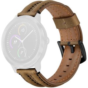 For Garmin Vivoactive3 / Vivomove HR Double Keel Replacement Wrist Strap Watchband(Dark Brown Crazy Horse)