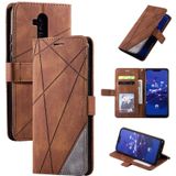 Voor Huawei Mate 20 Lite Skin Feel Splicing Horizontal Flip Leather Case met Holder & Card Slots & Wallet & Photo Frame(Brown)