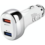 YSY-312 18W Portable QC3.0 Dual USB Mobile Phones and Tablet PCs Universal Car Charger(White)