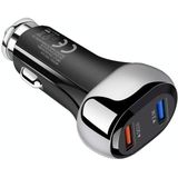 YSY-312 18W Portable QC3.0 Dual USB Mobile Phones and Tablet PCs Universal Car Charger(White)