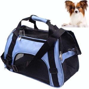 Portable Pet Backpack Dog Go Out Messenger Folding Bag Pet Supplies  Specification: Small(Blue)