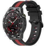 Voor Huawei Watch GT3 Pro 46 mm 22 mm verticale tweekleurige siliconen horlogeband (zwart + rood)