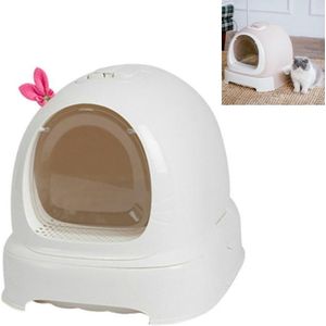 Extra Large Splash-proof Litter Box With Double-layer Deodorizing Pet Toilet Supplies(Pure White)
