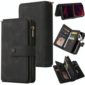 Voor Sony Xperia 5 III Skin Feel PU + TPU horizontale flip lederen tas met houder & 15 kaarten slot & portemonnee & rits pocket & lanyard