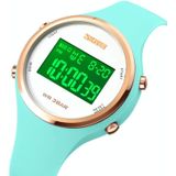 SKMEI 1720 Round Dial LED Digital Display Luminous Silicone Strap Electronic Watch(Light Green)