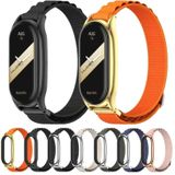 Voor Xiaomi Mi Band 8 Mijobs Plus Case Nylon ademende horlogeband (zwart zilver)