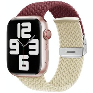 Nylon gevlochten stiksels gesp horlogeband voor Apple Watch Series 8 & 7 41 mm / SE 2 & 6 & SE & 5 & 4 40 mm / 3 & 2 & 1 38 mm (wijnrood sterrenlicht)