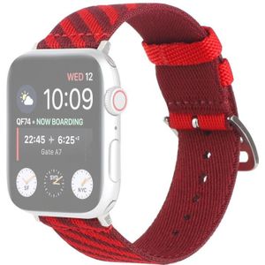 Nylon Single Loop Replacement Strap Watchband For Apple Watch Series 7 & 6 & SE & 5 & 4 44mm  / 3 & 2 & 1 42mm(Red+Dark Red)
