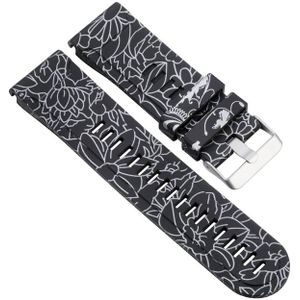 For Garmin Fenix 5X (26mm) / Fenix3 / Fenix3 HR Silicone Replacement Wrist Strap Watchband(Black White Flowers)