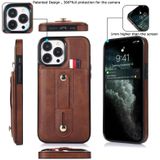 Polsband Standstand Wallet Lederen telefoonhoesje voor iPhone 11 Pro Max (Brown)