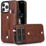 Polsband Standstand Wallet Lederen telefoonhoesje voor iPhone 11 Pro Max (Brown)