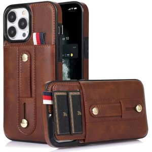 Polsband Standstand Wallet Lederen telefoonhoesje voor iPhone 11 Pro Max (Brown)