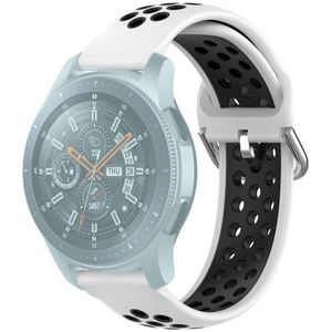 For Samsung Galaxy Watch 46mm / Gear S3 Universal Sports Two-tone Silicone Replacement Wrist Strap(White Black)