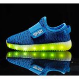 Led licht lichtgevende schoenen vliegen geweven sport en vrije tijd schoenen voor kinderen  maat: 31 (blauw)