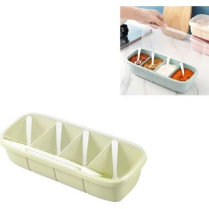 Kitchen Compartment Plastic Seasoning Box Spice Jar with Spoon & Lid(Green)