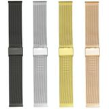 20mm Double Buckle Braided Fine Mesh Stainless Ssteel Metal Replacement Strap(Golden)