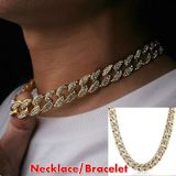 2 PCS TZ100 Hip Hop Cuban Necklace Clothes Accessories For Men  Colour: Golden 22 Inches