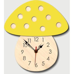 Kindergarten Cartoon Mute Wall Clock Creative Children Colorful Mushroom Decorative Clock(Yellow)