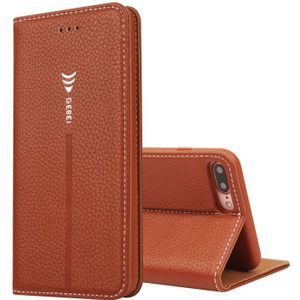 For iPhone 8 & 7 GEBEI PU+TPU Horizontal Flip Protective Case with Holder & Card Slots(Brown)
