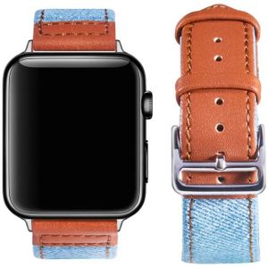 Sliver gesp lederen riem voor Apple Watch Series 7 41mm / 6 & SE & 5 & 4 40mm / 3 & 2 & 1 38mm (lichtblauw + bruin)