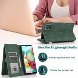 For Samsung Galaxy A71 Skin-feel Crazy Horse Texture Zipper Wallet Bag Horizontal Flip Leather Case with Holder & Card Slots & Wallet & Lanyard(Dark Green)