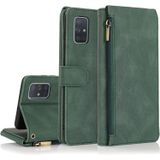 For Samsung Galaxy A71 Skin-feel Crazy Horse Texture Zipper Wallet Bag Horizontal Flip Leather Case with Holder & Card Slots & Wallet & Lanyard(Dark Green)